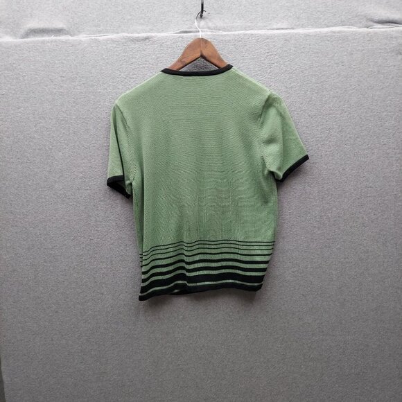 Croft & Barrow Womens Green & Black Striped Short Sleeve Cardigan Sweater Size S - Picture 4 of 4